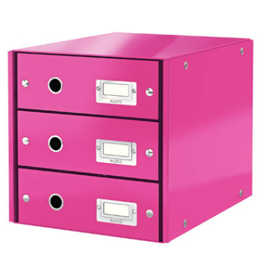 Schubladenbox Click&Store 6048-00-23 pink/pink metallic 3 Schubladen geschlossen