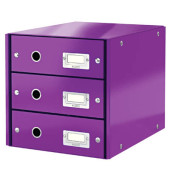 Schubladenbox Click&Store 6048-00-62 violett/violett metallic 3 Schubladen geschlossen