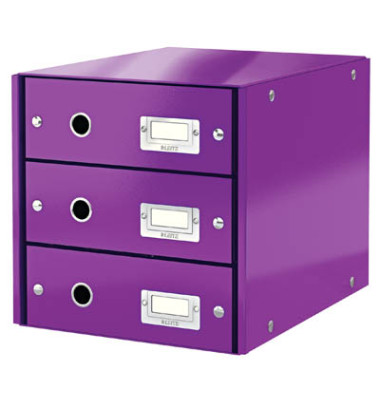 Schubladenbox Click&Store 6048-00-62 violett/violett metallic 3 Schubladen geschlossen