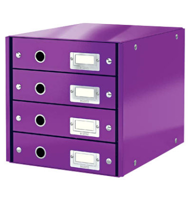 Schubladenbox Click&Store 6049-00-62 violett/violett metallic 4 Schubladen geschlossen