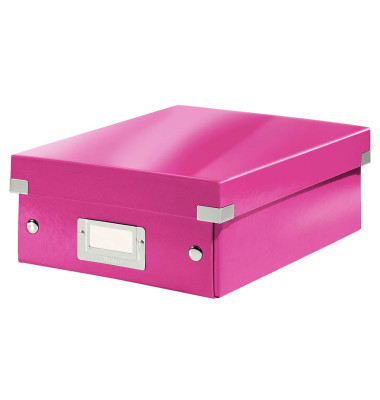 Aufbewahrungsbox Click & Store WOW 6057-00-23, 4,5 Liter mit Deckel, für A5, außen 285x220x100mm, Karton pink metallic