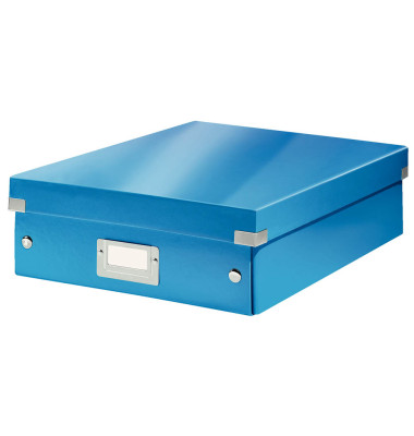 Aufbewahrungsbox Click & Store WOW 6058-00-36, 8 Liter mit Deckel, für A4, außen 370x280x100mm, Karton blau metallic
