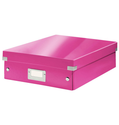 Aufbewahrungsbox Click & Store WOW 6058-00-23, 8 Liter mit Deckel, für A4, außen 370x280x100mm, Karton pink metallic