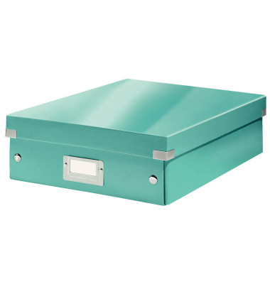 Aufbewahrungsbox Click & Store WOW 6058-00-51, 8 Liter mit Deckel, für A4, außen 370x280x100mm, Karton eisblau metallic