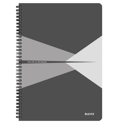 Collegeblock 4647-00-85 Office, Muster, kariert / kariert Rand beidseitig, A4, 90g, grau, 90 Blatt
