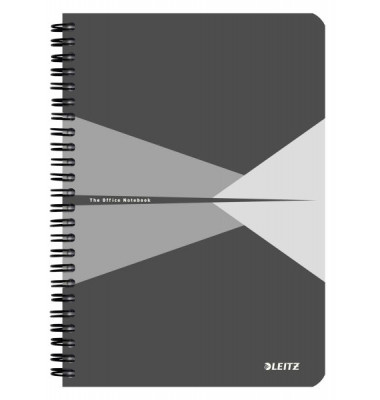 Collegeblock 4458-00-85 Office, Muster, kariert / kariert Rand beidseitig, A5, 90g, grau, 90 Blatt