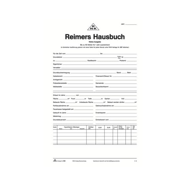 4002871053600 - 536 60 Mieter 3 Monate je Hausbuch Reimers 4002871053600 RNK