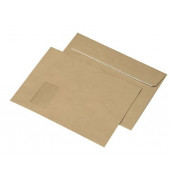 Faltentaschen BlessOf 30007357, lange Seite offen, C4, mit Fenster, 20mm-Falte, haftklebend, 110g, braun