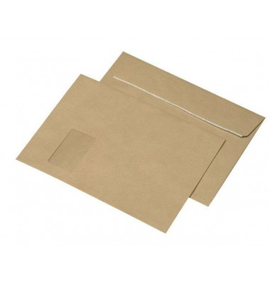 Faltentaschen BlessOf 30007357, lange Seite offen, C4, mit Fenster, 20mm-Falte, haftklebend, 110g, braun