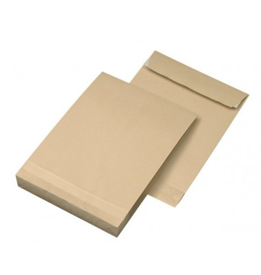 Faltentaschen 30007367, B4, ohne Fenster, 40mm-Falte, haftklebend, 130g, braun