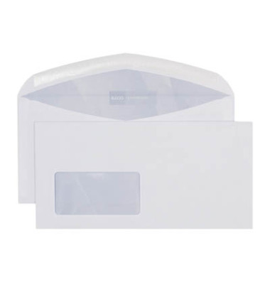Briefumschlag Premium 31497, Din Lang+ (C6/5), mit Fenster, nassklebend, 80g, weiß