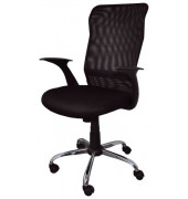 B&uuml;rostuhl Rhodos, schwarz / silber, mit Armlehnen, bis 110kg, mit Kopfst&uuml;tze