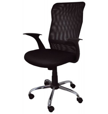 B&uuml;rostuhl Rhodos, schwarz / silber, mit Armlehnen, bis 110kg, mit Kopfst&uuml;tze