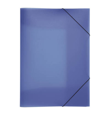 Eckspannmappe Lucy Colours 21638-07, A3 blau-transparent Polypropylen 80g, mit 3 Einschlagklappen