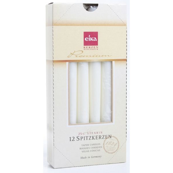 12 Stück Wiedemann Kerzen 203039.004 weiß 250x25mm (HxØ) ca. 8 Stunden Brenndauer 4009406404579 Wiedemann