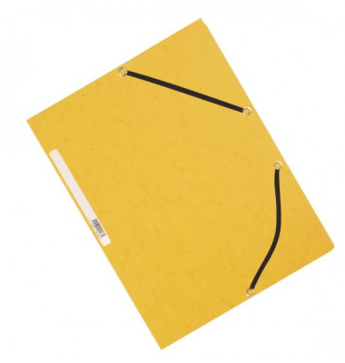 Eckspannmappe KF02166, A4 gelb Karton 375g, f&uuml;r ca. 200 Blatt, mit 3 Einschlagklappen
