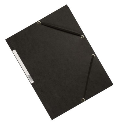 Eckspannmappe KF02169, A4 schwarz Karton 375g, f&uuml;r ca. 200 Blatt, mit 3 Einschlagklappen
