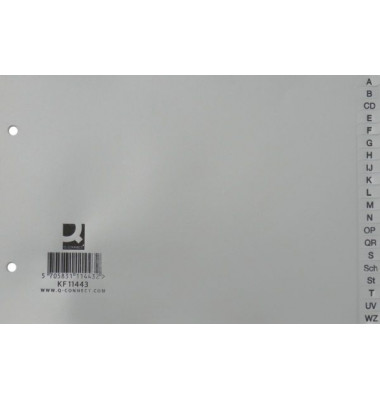 Kunststoffregister KF11443, A bis Z, A5 quer, 120µm, graue Taben, 20-teilig
