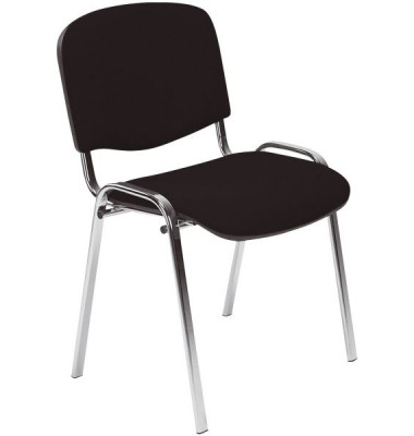 Besucherstuhl , schwarz / silber, ohne Armlehnen, 4-Fuß-Gestell