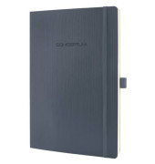 Notizbuch CO319, Quickpocket, Archivtasche mit 2 Kartenfächern (für bis zu 2x10 Visitenkarten max. 90x60 mm), 20 BL perforiert, 2 Zeichenbänder, Größe ähnlich A4, grau, A4, liniert, 80g, 97 Blatt / 194 Seiten