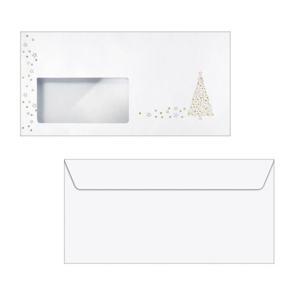 6 Stück Sigel Weihnachtsumschläge Golden Tree DU084, Din Lang, 90g 4004360835339 Sigel