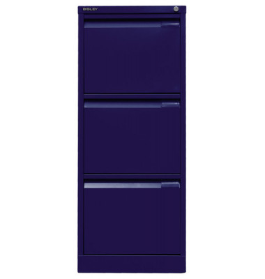 Hängeregistraturschrank, einbahnig, 3 Hängeregistraturen, blau