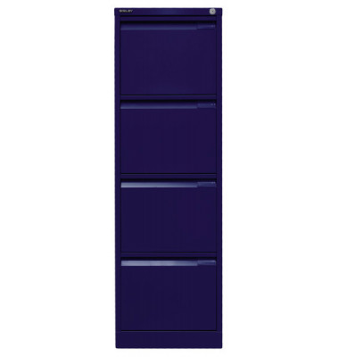 Hängeregistraturschrank, einbahnig, 4 Hängeregistraturen, blau