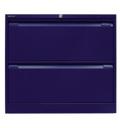 Hängeregistraturschrank, doppelbahnig, blau, 2 Hängeregistraturschubladen
