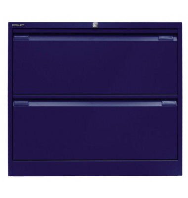 Hängeregistraturschrank, doppelbahnig, blau, 2 Hängeregistraturschubladen