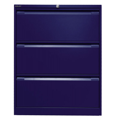 Hängeregistraturschrank, doppelbahnig, blau, 3 Hängeregistraturschubladen