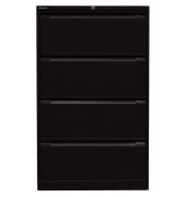 Hängeregistraturschrank, doppelbahnig, schwarz, 4 Hängeregistraturschubladen
