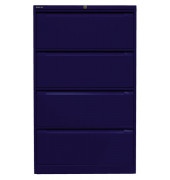 H&auml;ngeregistraturschrank DF4639 DF3, oxfordblau, 4 Schubladen, 2-bahnig