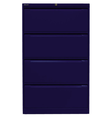Hängeregistraturschrank, doppelbahnig, blau, 4 Hängeregistraturschubladen