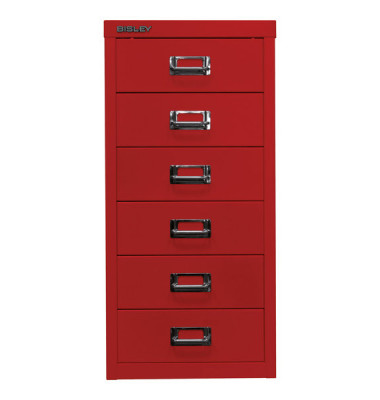 Schubladenschrank MultiDrawer™ 29er Serie L296670, Stahl, 6 Schubladen (Vollauszug), A4, 38 x 59 x 27,8 cm, rot