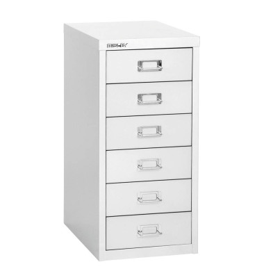 Schubladenschrank MultiDrawer™ 29er Serie L296696, Stahl, 6 Schubladen (Vollauszug), A4, 38 x 59 x 27,8 cm, weiß