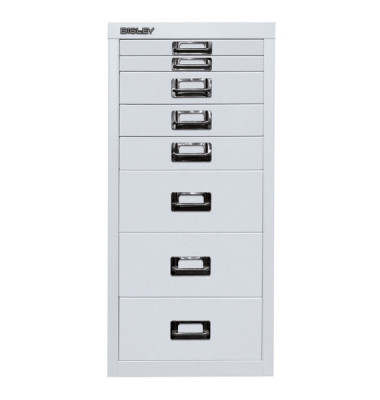 Schubladenschrank MultiDrawer™ 29er Serie L298645, Stahl, 8 Schubladen (Vollauszug), A4, 38 x 59 x 27,8 cm, lichtgrau