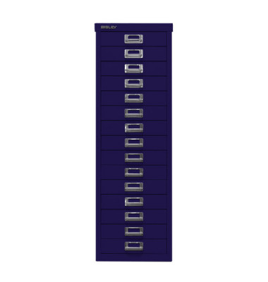 Schubladenschrank MultiDrawer™ 39er Serie L3915639, Stahl, 15 Schubladen (Vollauszug), A4, 27,9 x 86 x 38 cm, blau