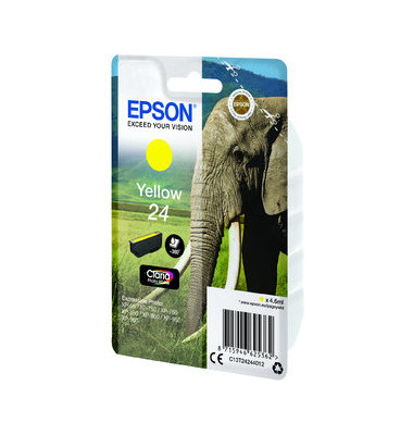 Druckerpatrone Nr. 24 C13T24244012 (kompatibel zu Epson 24), gelb, ca. 360 Seiten
