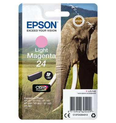 Druckerpatrone 24 / T2426 C13T24264012 (kompatibel zu Epson 24), fotomagenta, ca. 360 Seiten