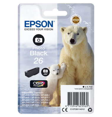 Druckerpatrone 26 Claria Premium Photo schwarz f. XP-600/XP-700-800