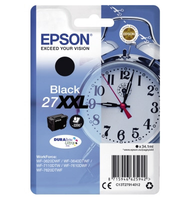 Druckerpatrone 27XXL / T2791XXL C13T27914012 (kompatibel zu Epson 27XXL), schwarz, ca. 2200 Seiten