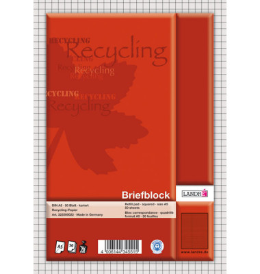 Briefblock 100050118 Business Office Notes, Lineatur 5 / kariert, A5, 70g, orange, 50 Blatt