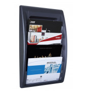 Prospektwandhalter Quick Fit 4 Fächer 24x32cm, schwarz, 65x39,5x9,5cm Außen