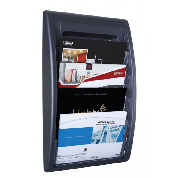 3660141133370 - Prospektwandhalter Quick Fit 4 Fächer 24x32cm schwarz 65x395x95cm Außen 3660141133370 - Prospektwandhalter Quick Fit 4 Fächer 24x32cm schwarz 65x395x95cm Außen