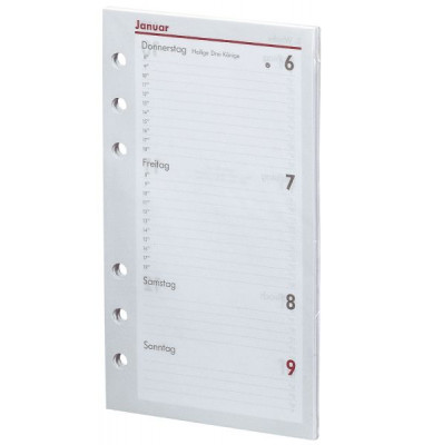 Kalendereinlage 02-0058, Kompakt, 1 Woche / 2 Seiten, 95x167mm (A6), 2026