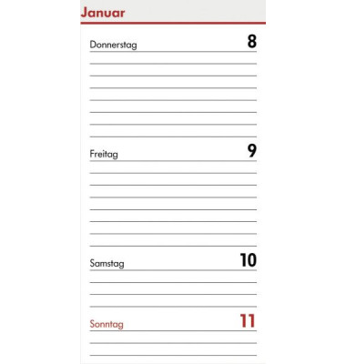 Kalendereinlage 02-0195, Mini, 1 Woche / 2 Seiten, 66x106mm (A8), 2025