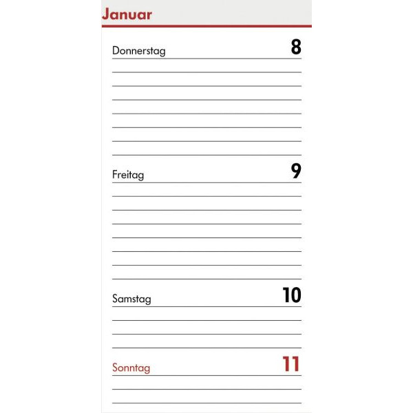 4000867299728 - Kalendereinlage 02-0195 Mini 1 Woche   2 Seiten 66x106mm (A8) 2025 4000867299728 BSB