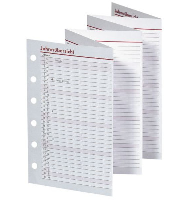 Kalendereinlage 02-0468, Kompakt, 12 Monate / 2 Seiten, 95x167mm (A6), 2025
