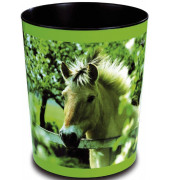 Papierkorb 26657, 13 Liter, rund, Motiv: Pferd am Zaun