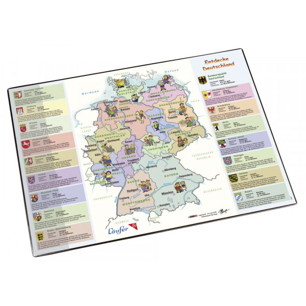 4006677453466 - Schreibunterlage Schreibunterlage Landkarte Entdecke Deutschland 45346 bunt Deutschlandkarte - Bundesländer 53x40cm 400667745346